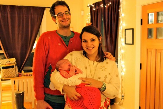Evy's first ugly sweater party - in a stocking